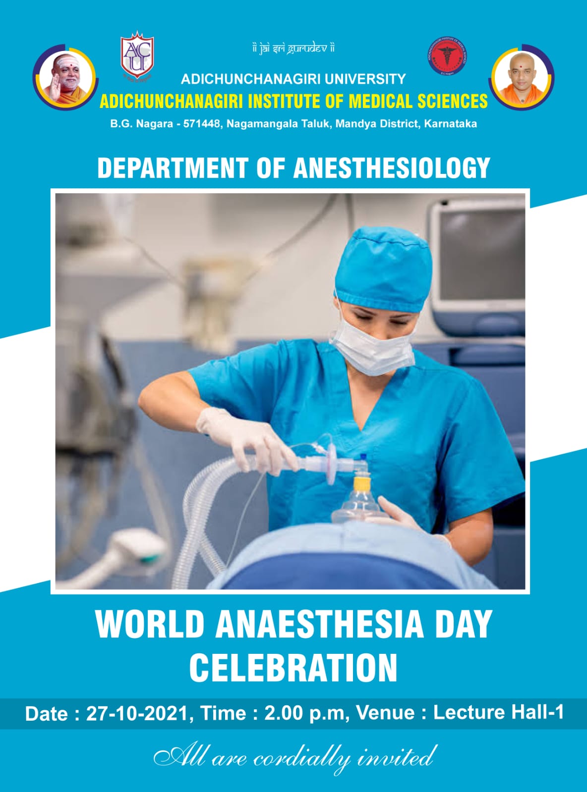 World Anesthesia Day Celebration Adichunchanagiri Institute of